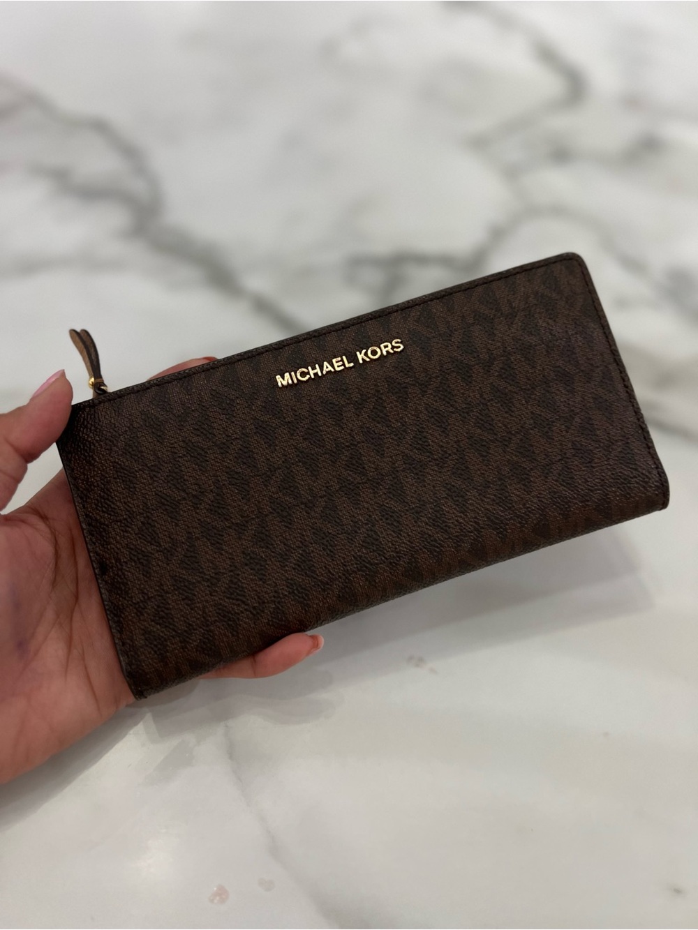 Michael Kors Brown Signature Zip-Around Wallet